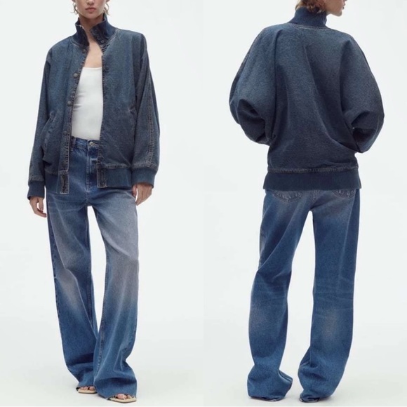 Zara Denim Blue Bomber Jacket 1213/050/050 - Picture 5 of 5